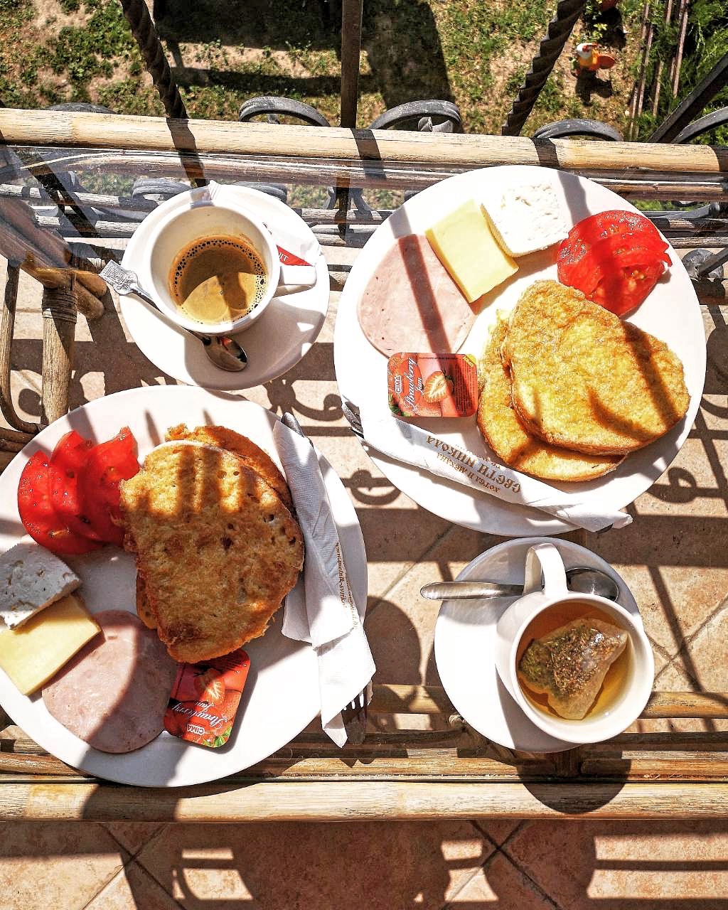 Typical Bulgarian breakfast in Melnik Bulgaria