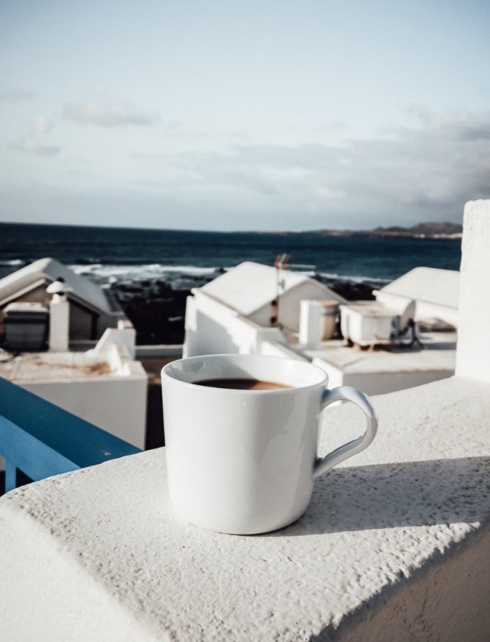 Coffee and balcony view island of Lanzarote