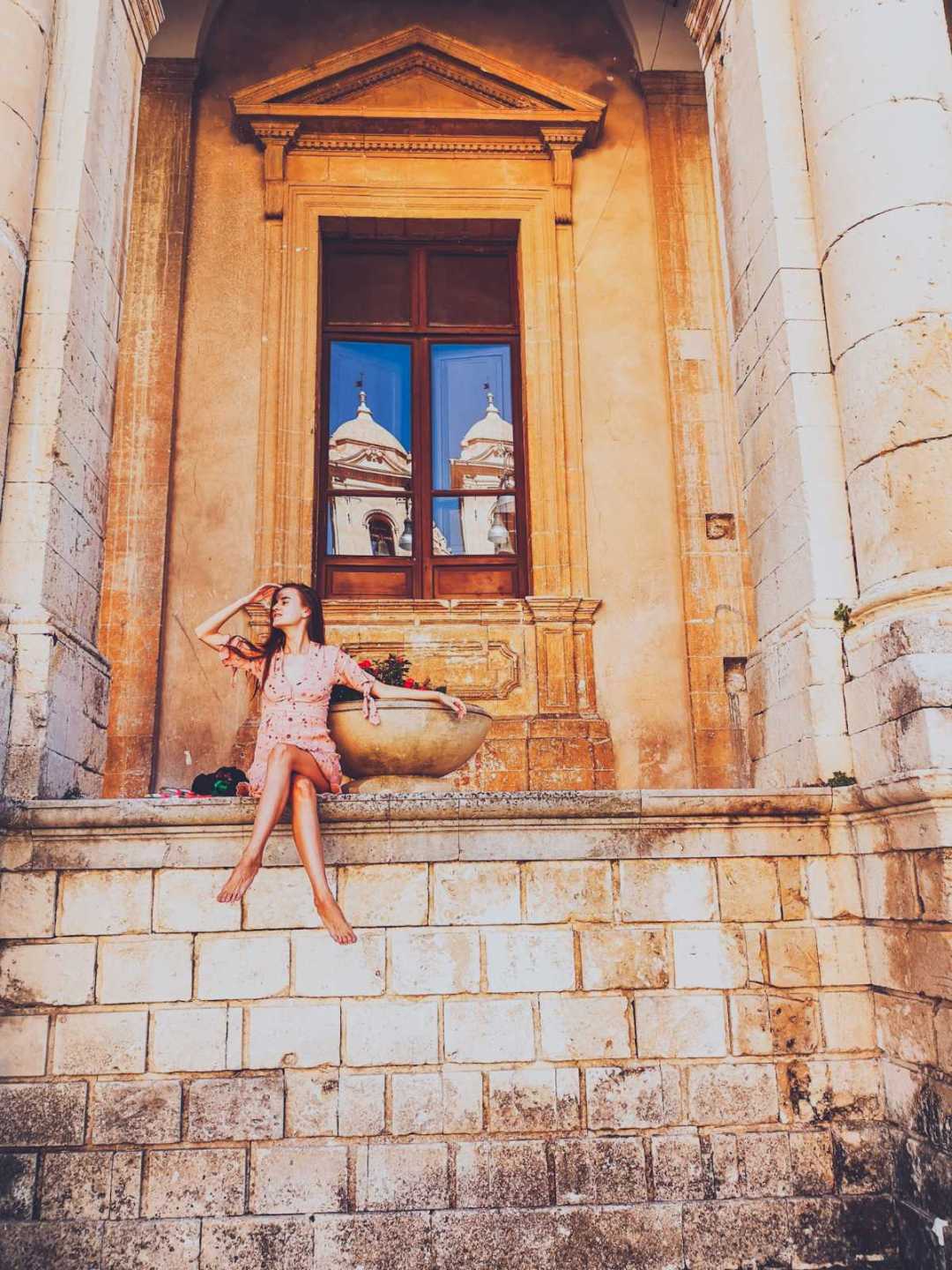 Facade of Palazzo Ducezio in Noto Sicily