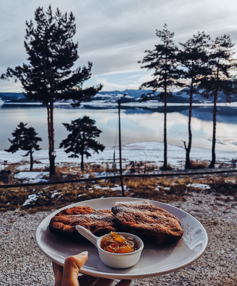 Typical Bulgarian breakfast mekitsi